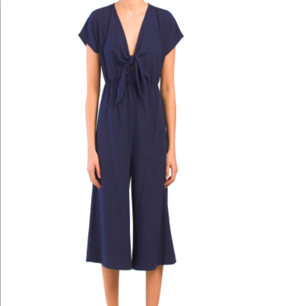 Anthropologie Hutch Morgan tie front jumpsuit in Navy size Small
